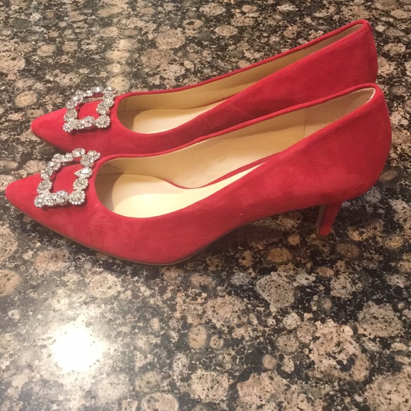 SOLE SOCIETY - Red Suede Heels - Picture 4 of 7